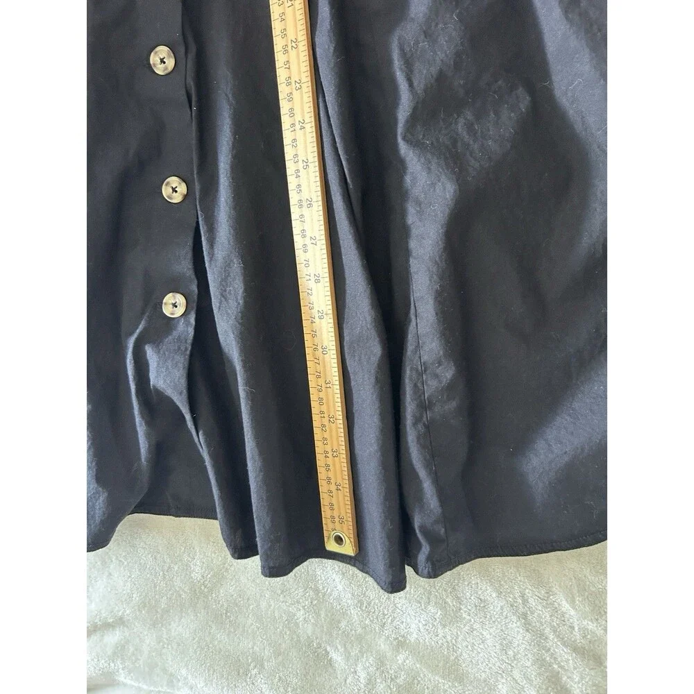 Free People Black Midi Dress Button Front Sweetheart Bodice Tie Back Fit & Flare - Picture 8 of 14